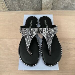 Leather Snakeskin Thong Sandal